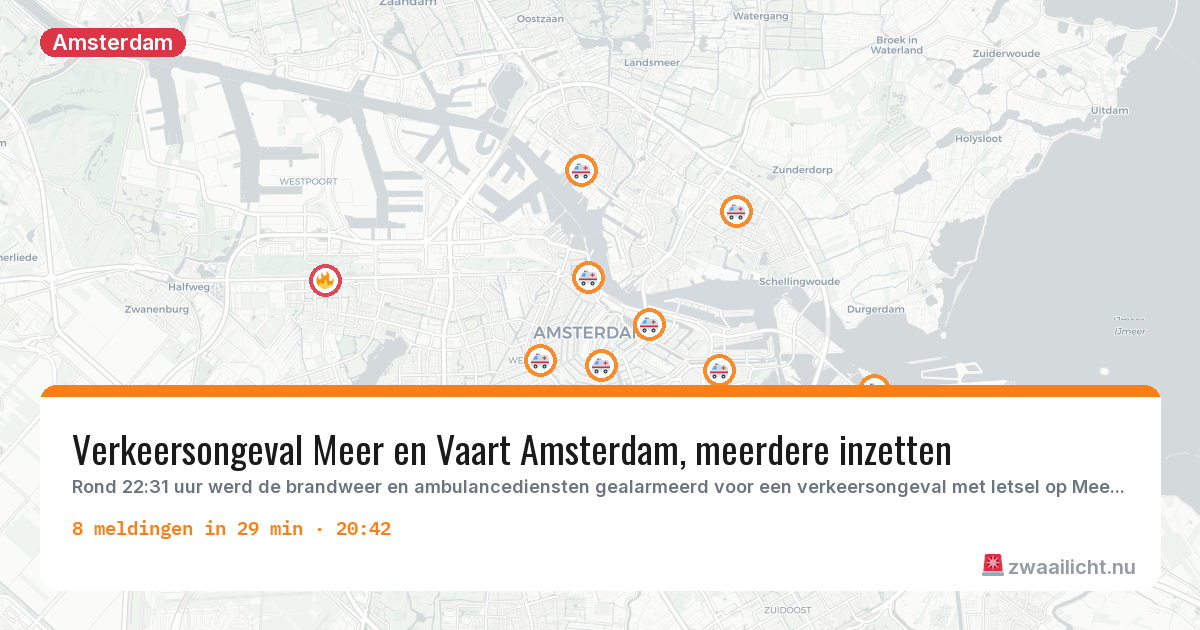 Kaart van de activiteitspiek bij Amsterdam
