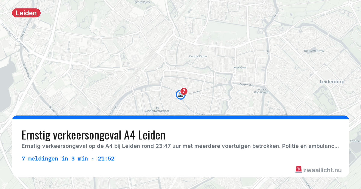Kaart van de activiteitspiek bij Leiden