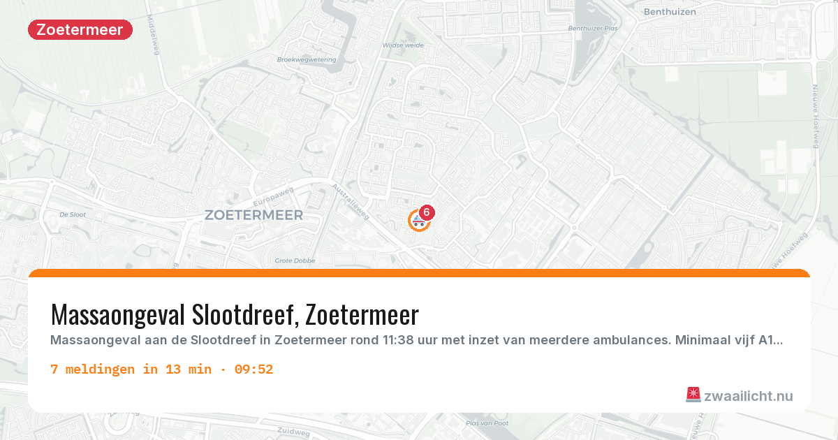 Kaart van de activiteitspiek bij Zoetermeer