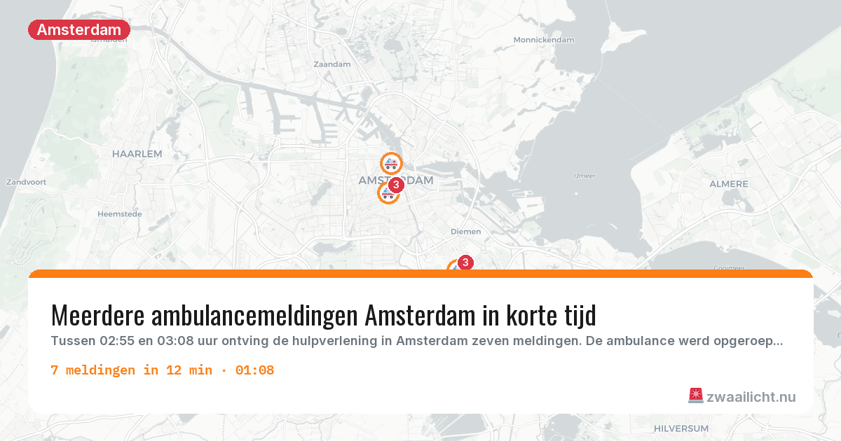 Kaart van de activiteitspiek bij Amsterdam
