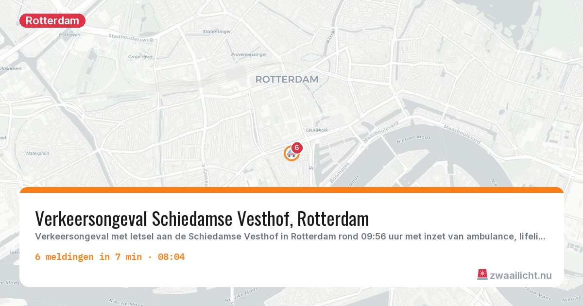 Kaart van de activiteitspiek bij Rotterdam