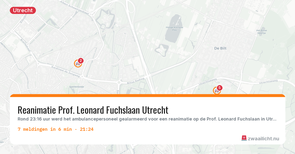 Kaart van de activiteitspiek bij Utrecht