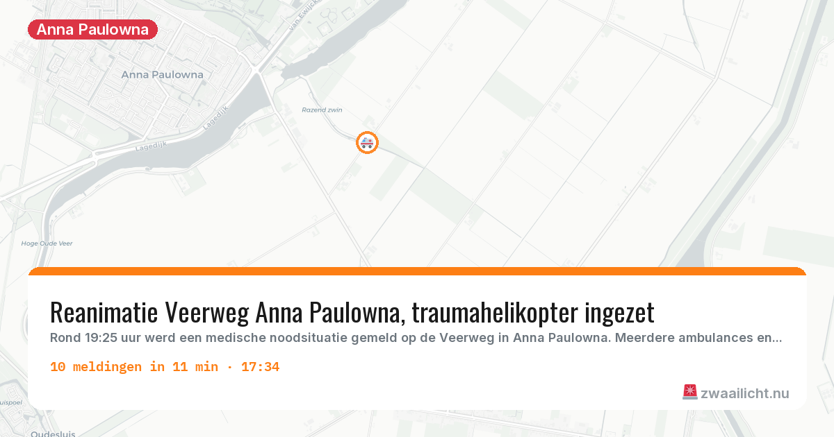 Kaart van de activiteitspiek bij Anna Paulowna