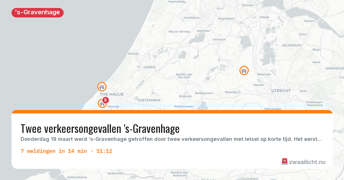 Kaart van de activiteitspiek bij 's-Gravenhage