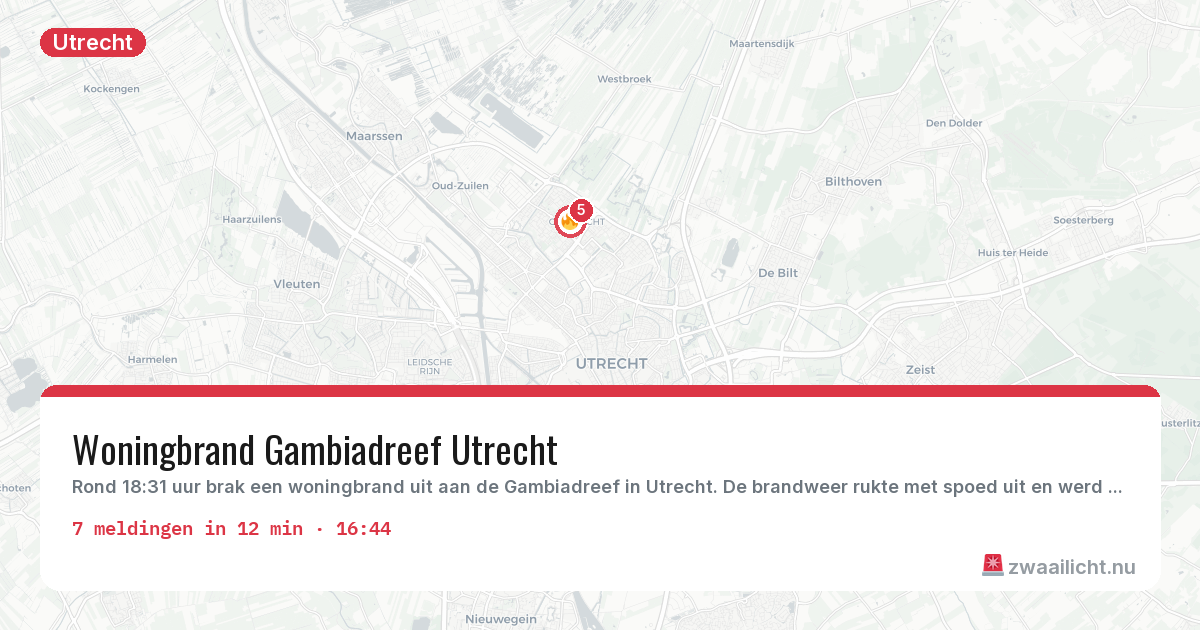 Kaart van de activiteitspiek bij Utrecht