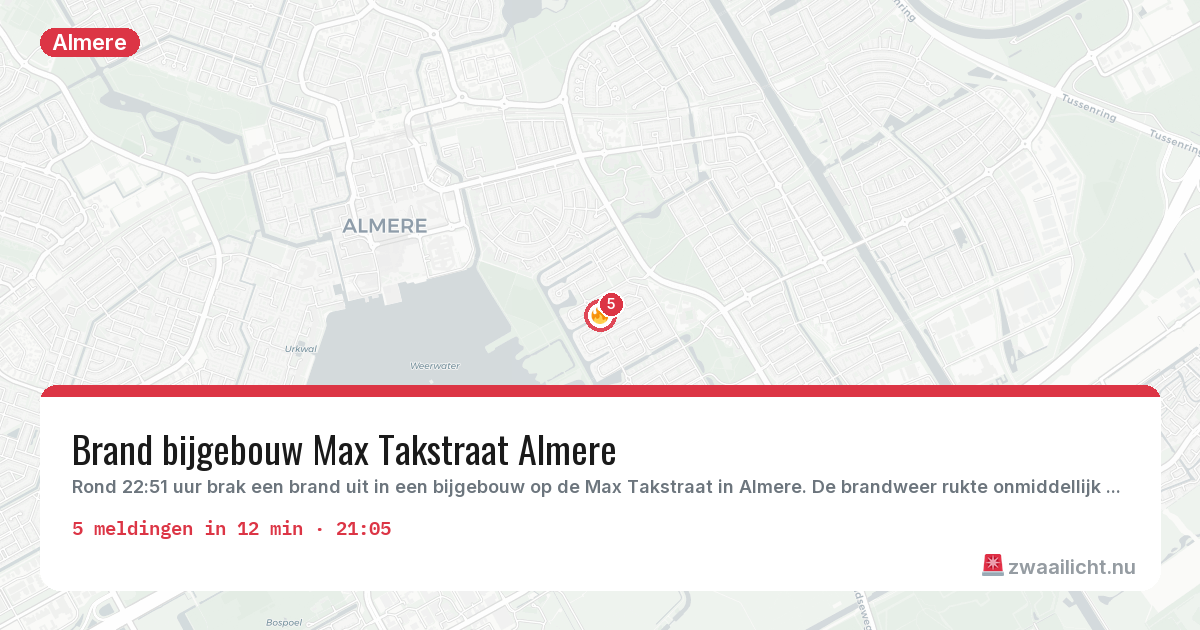 Kaart van de activiteitspiek bij Almere