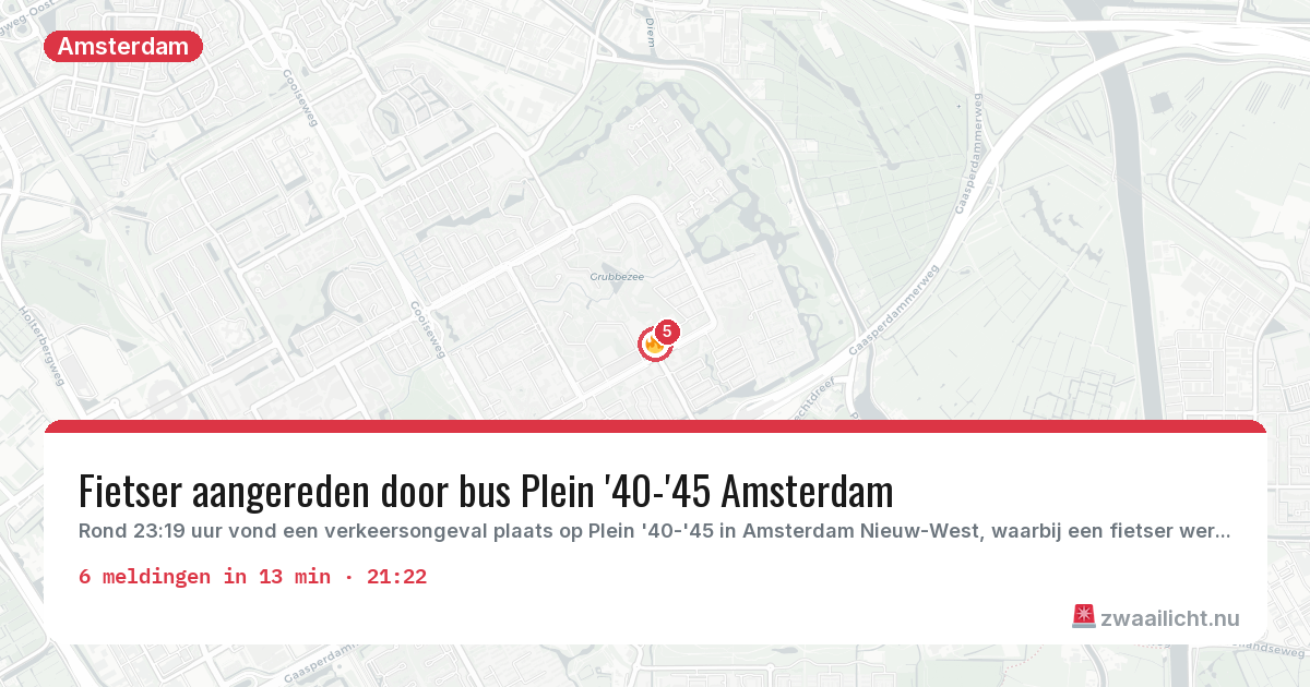 Kaart van de activiteitspiek bij Amsterdam