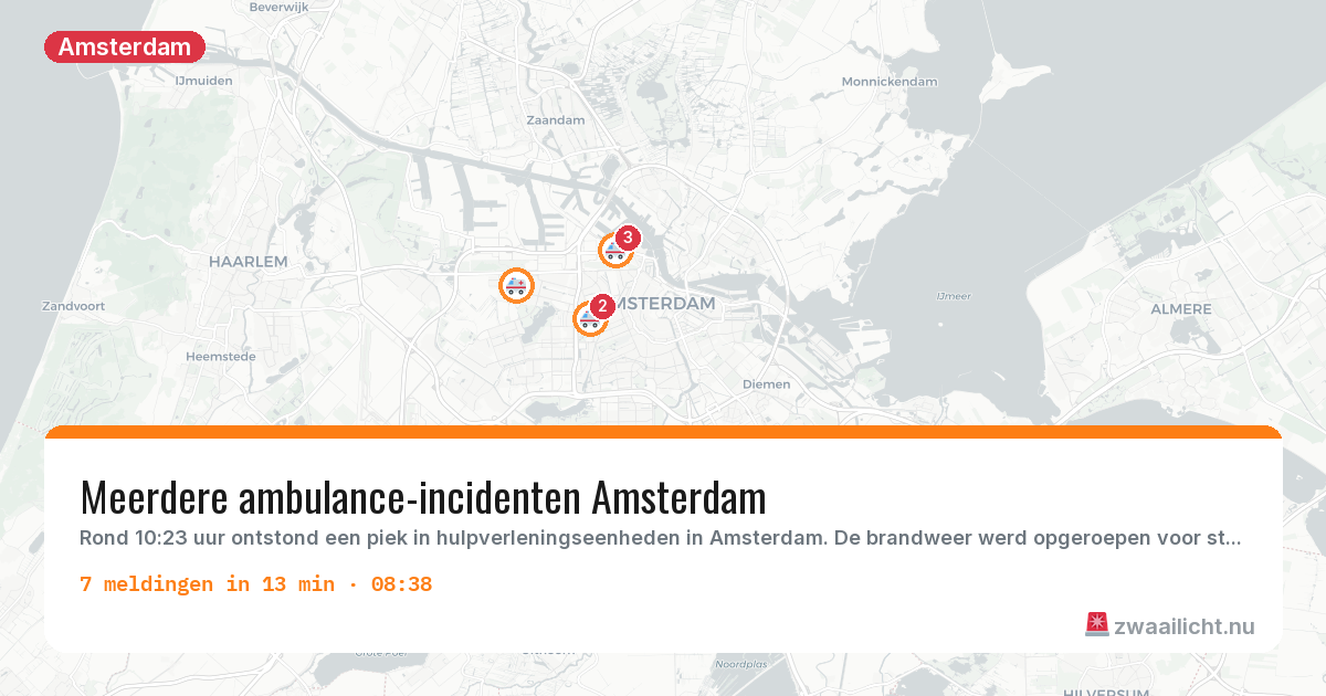 Kaart van de activiteitspiek bij Amsterdam
