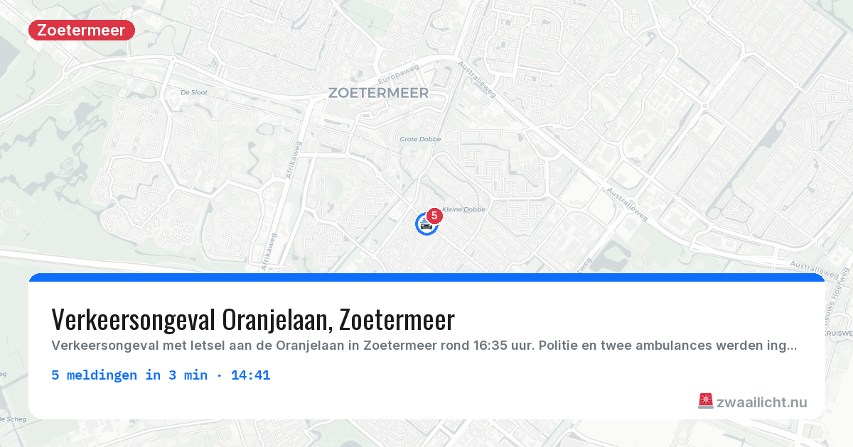 Kaart van de activiteitspiek bij Zoetermeer