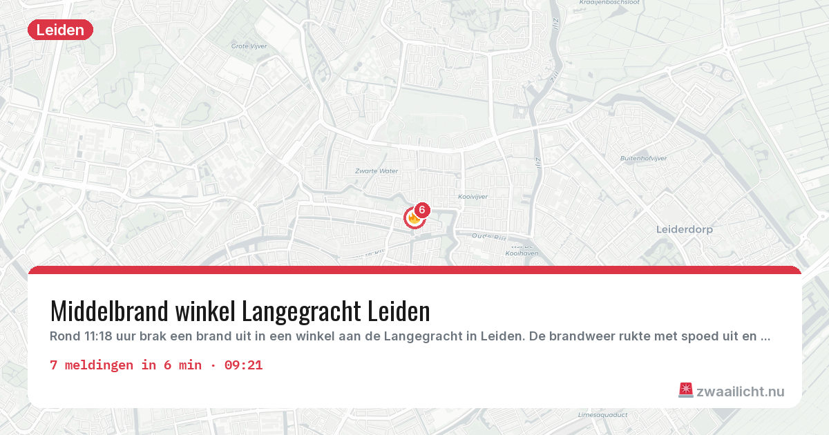 Kaart van de activiteitspiek bij Leiden