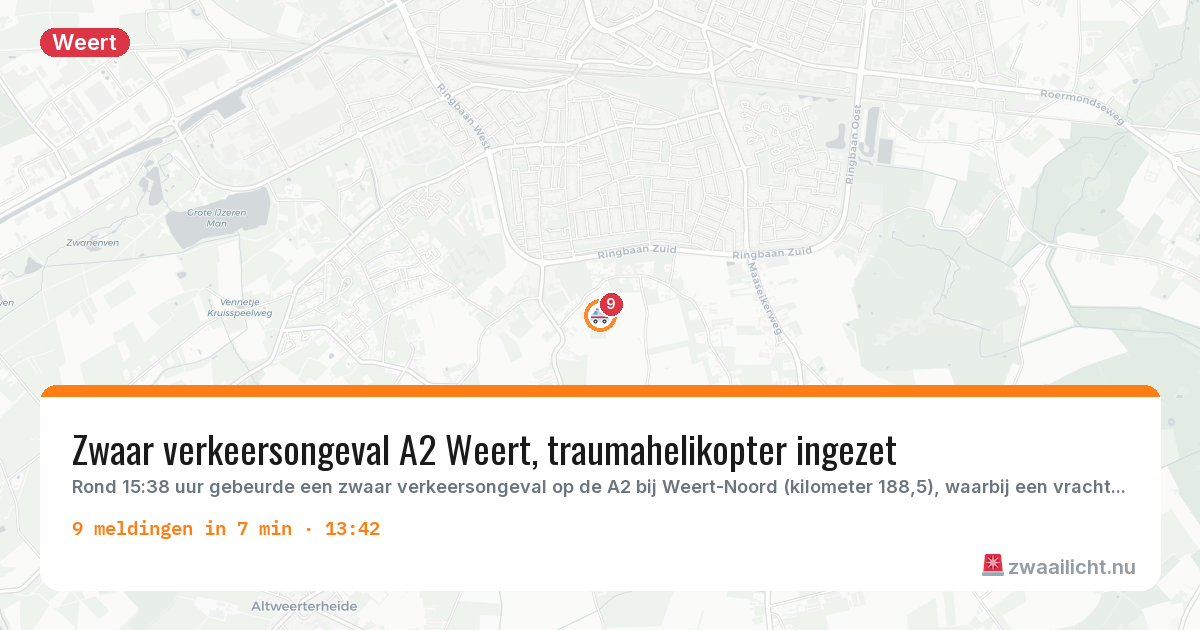 Kaart van de activiteitspiek bij Weert
