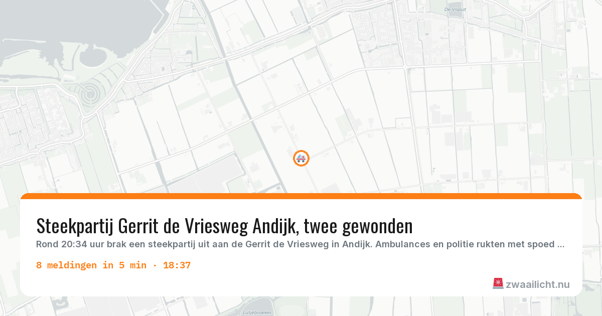 Kaart van de activiteitspiek bij Andijk