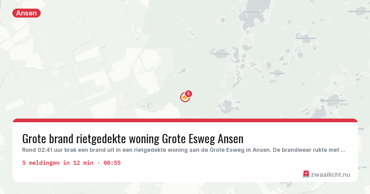 Kaart van de activiteitspiek bij Ansen