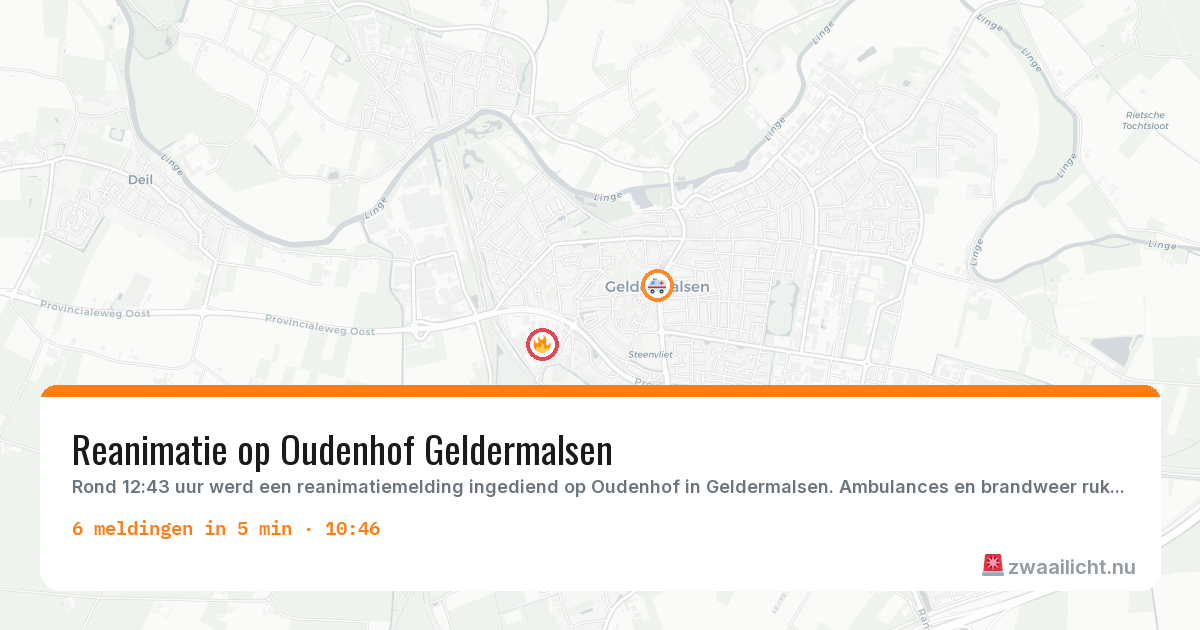 Kaart van de activiteitspiek bij Geldermalsen