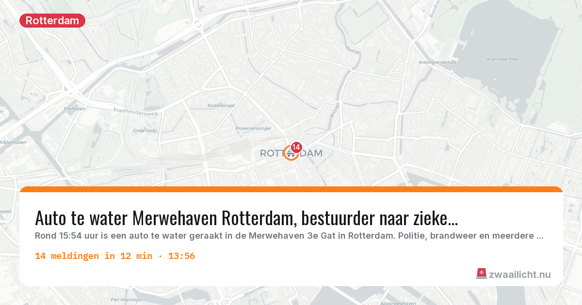 Kaart van de activiteitspiek bij Rotterdam