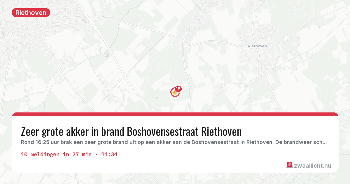 Kaart van de activiteitspiek bij Riethoven