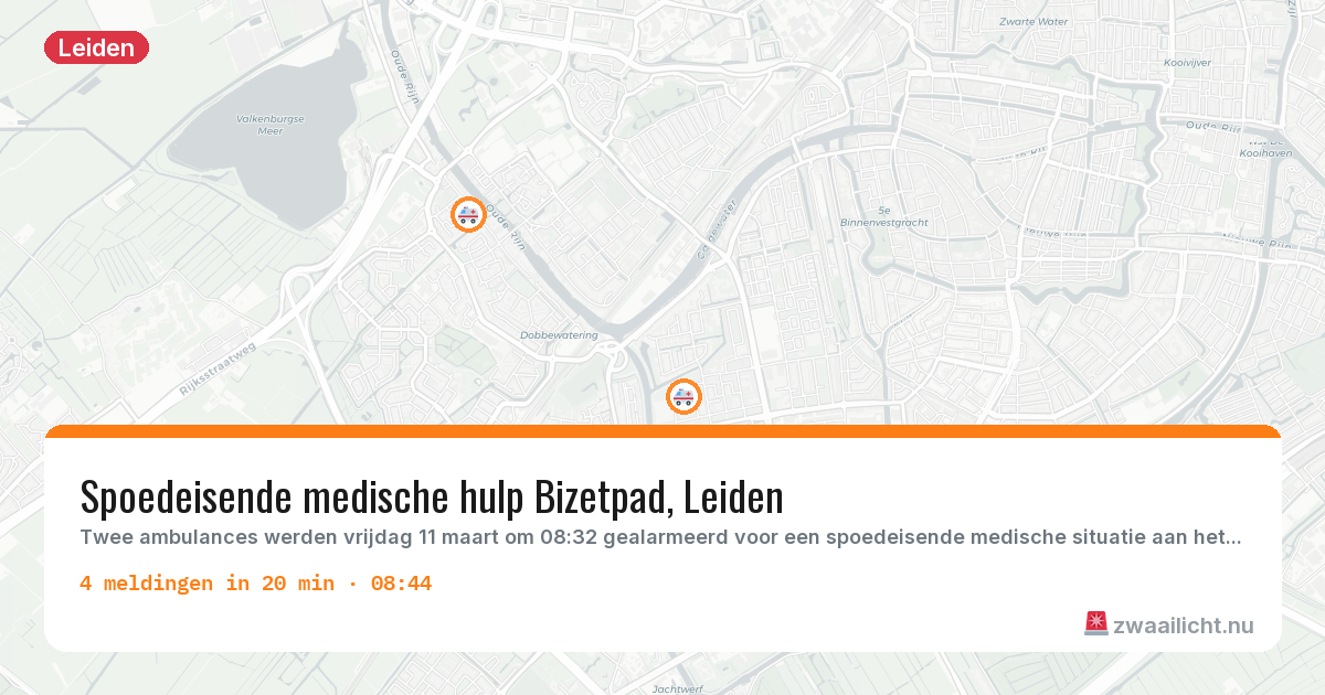 Kaart van de activiteitspiek bij Leiden