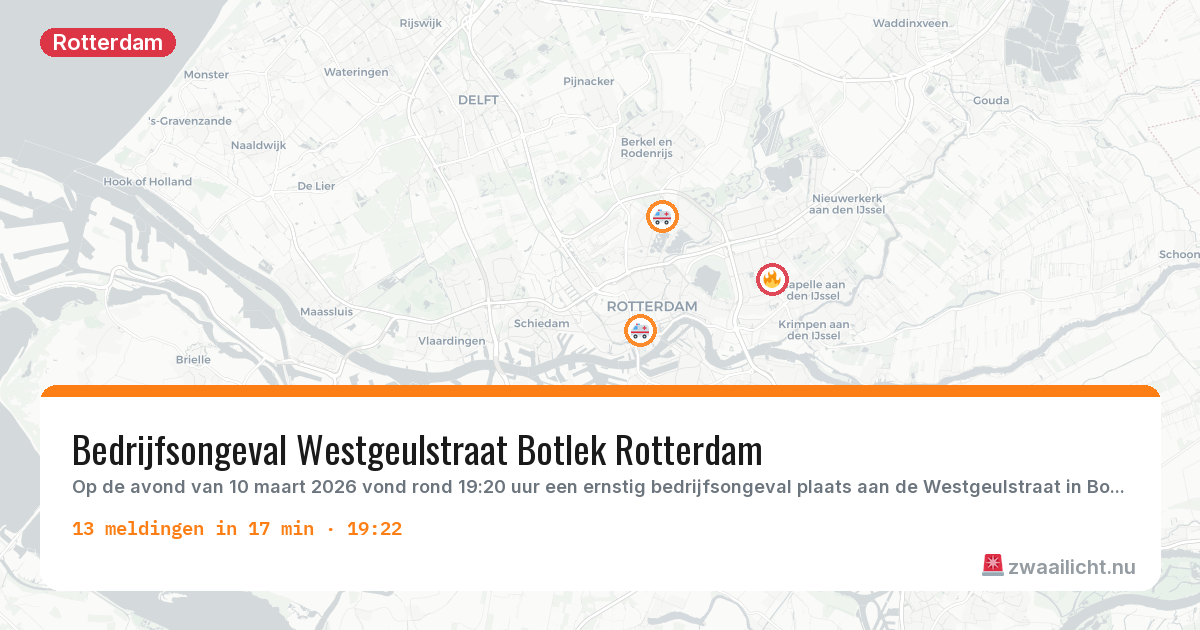 Kaart van de activiteitspiek bij Rotterdam