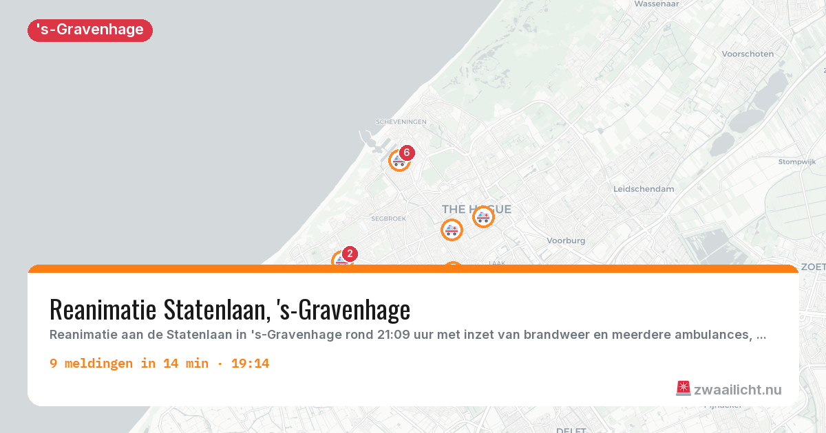 Kaart van de activiteitspiek bij 's-Gravenhage