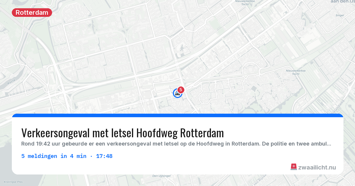Kaart van de activiteitspiek bij Rotterdam