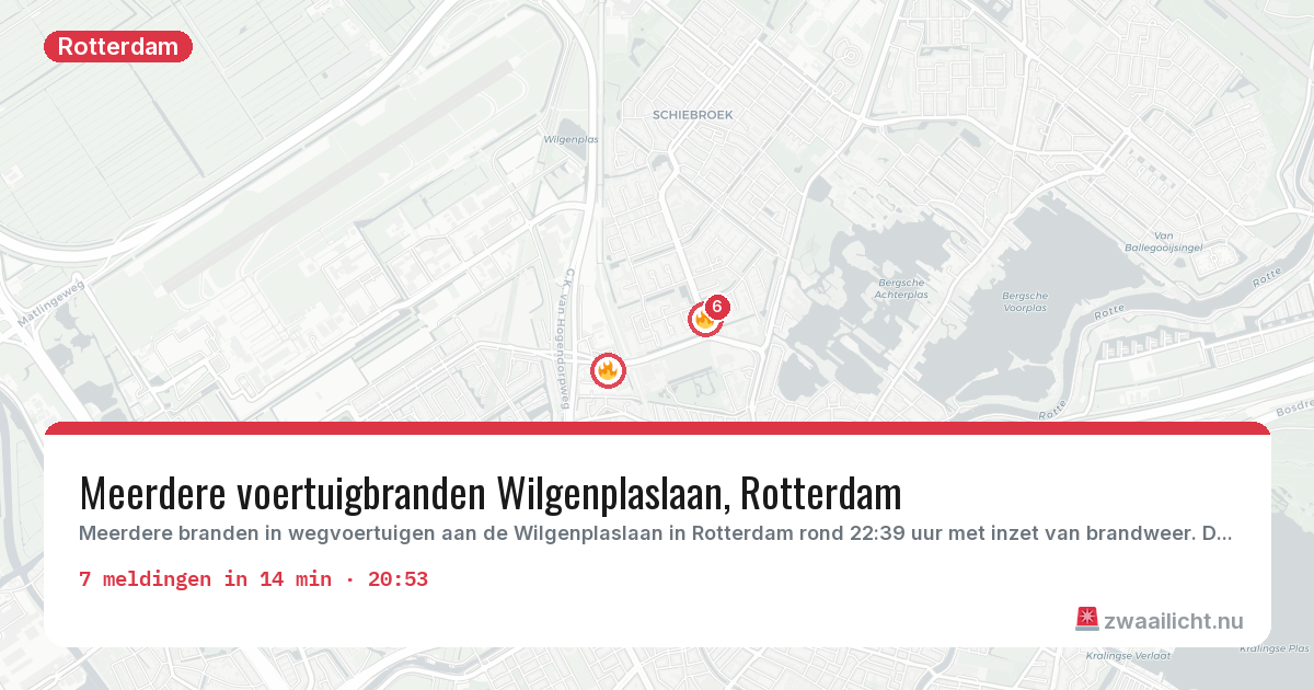 Kaart van de activiteitspiek bij Rotterdam
