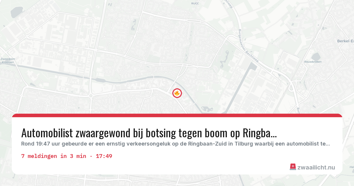Kaart van de activiteitspiek bij Tilburg