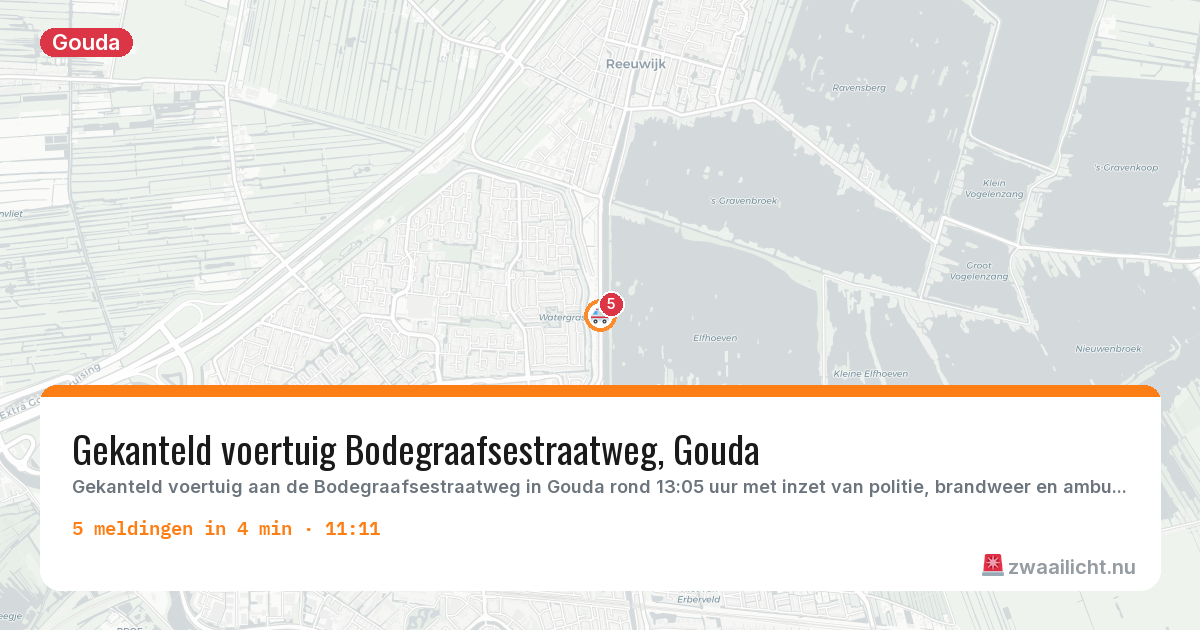 Kaart van de activiteitspiek bij Gouda