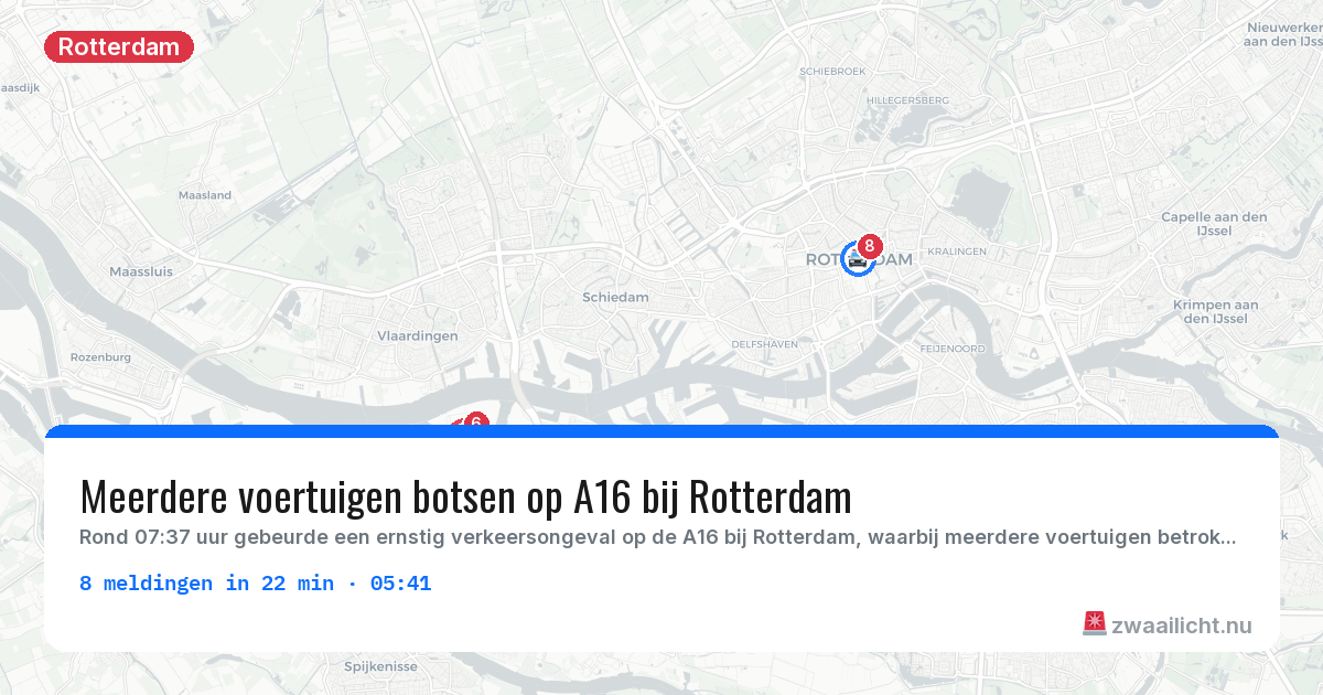 Kaart van de activiteitspiek bij Rotterdam