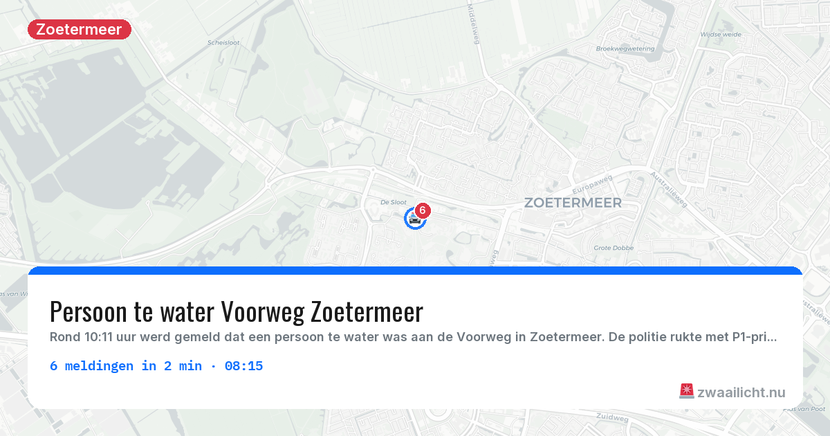 Kaart van de activiteitspiek bij Zoetermeer