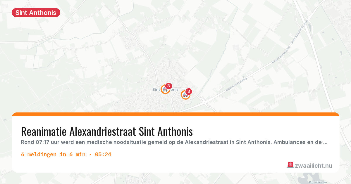 Kaart van de activiteitspiek bij Sint Anthonis