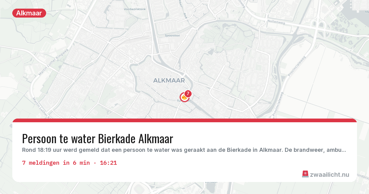 Kaart van de activiteitspiek bij Alkmaar