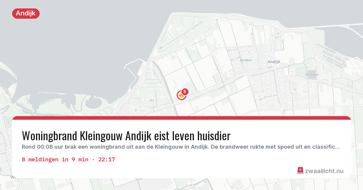Kaart van de activiteitspiek bij Andijk