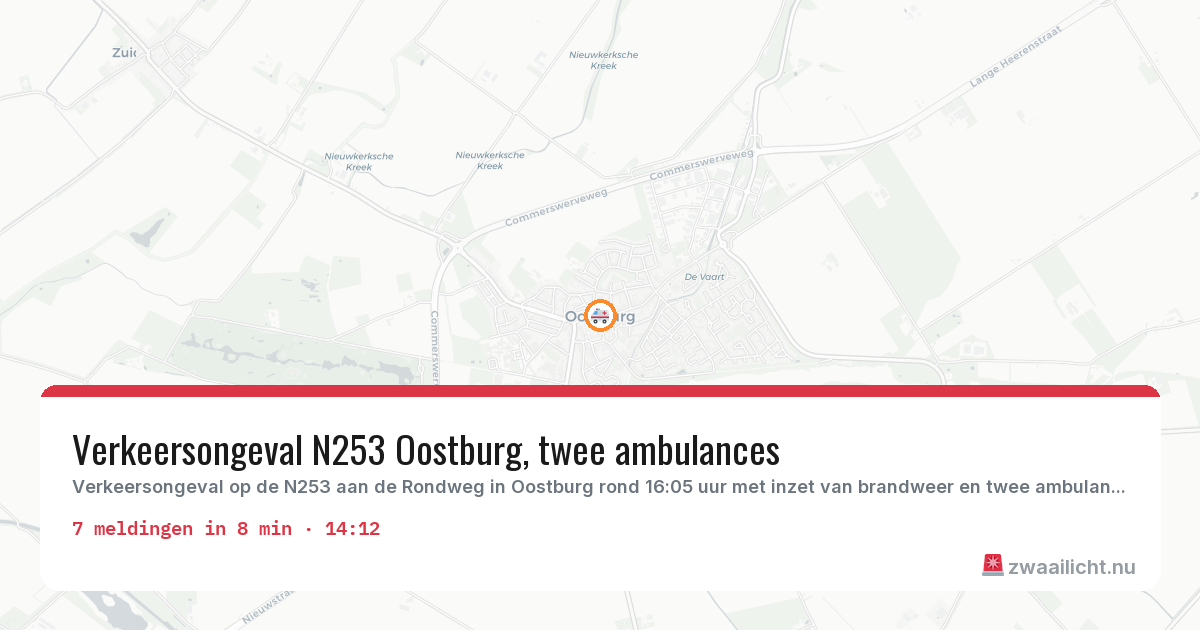 Kaart van de activiteitspiek bij Oostburg