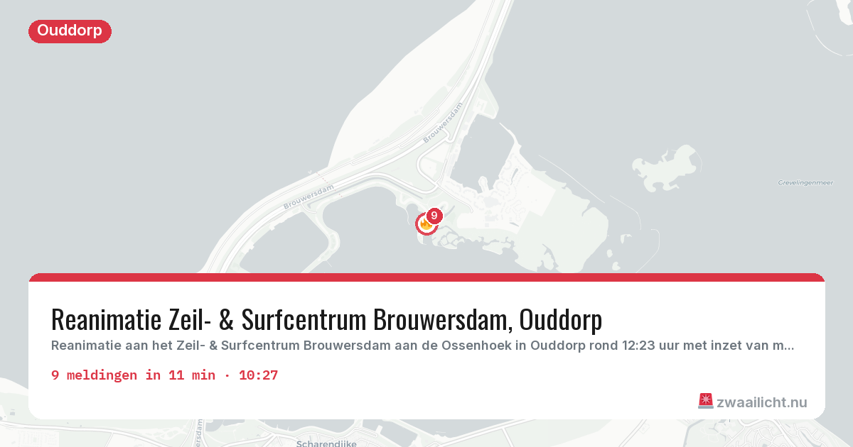 Kaart van de activiteitspiek bij Ouddorp