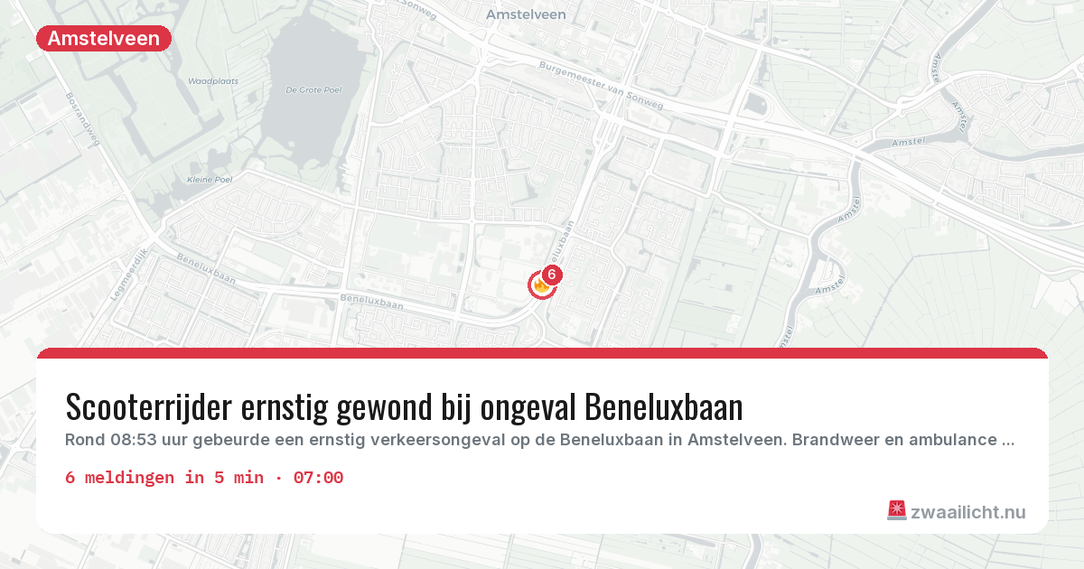 Kaart van de activiteitspiek bij Amstelveen