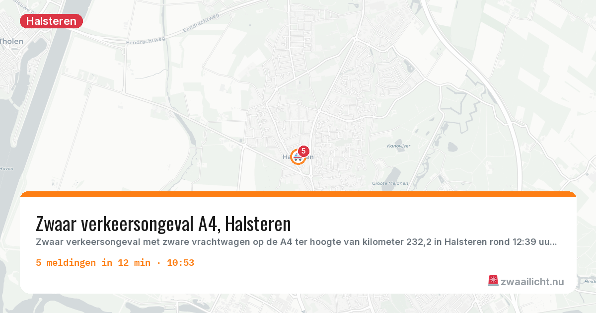 Kaart van de activiteitspiek bij Halsteren