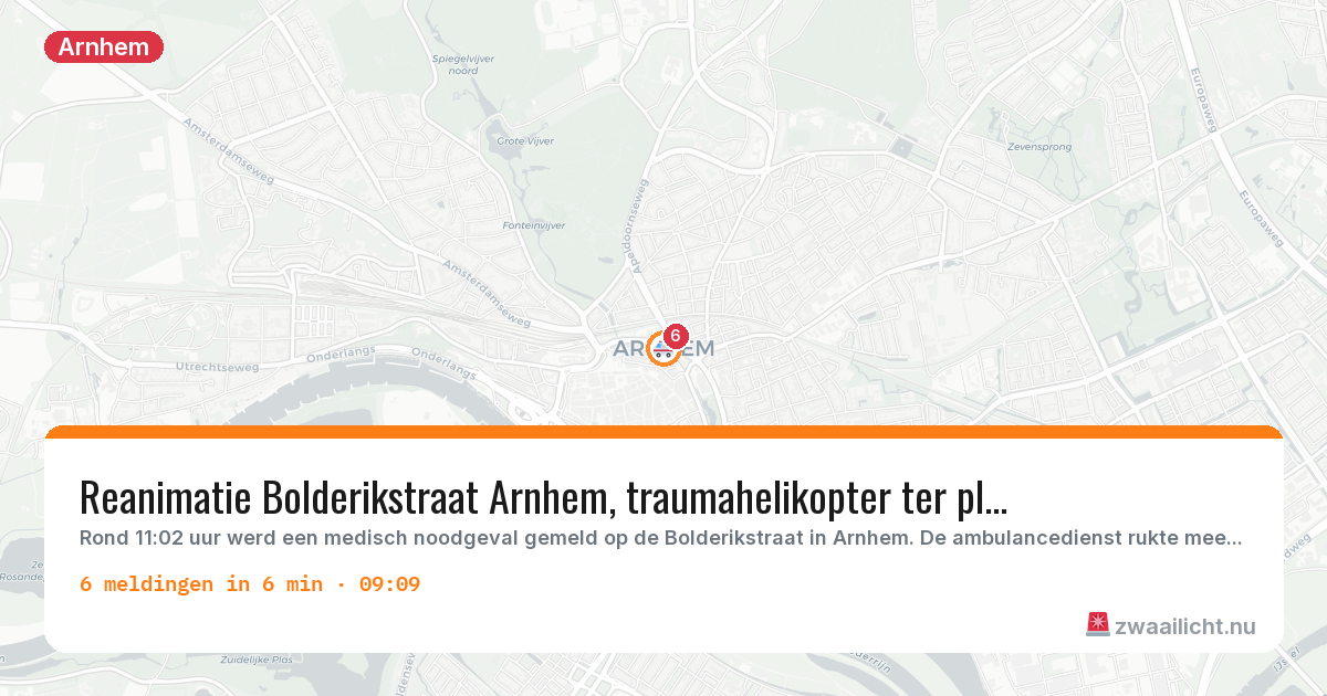 Kaart van de activiteitspiek bij Arnhem