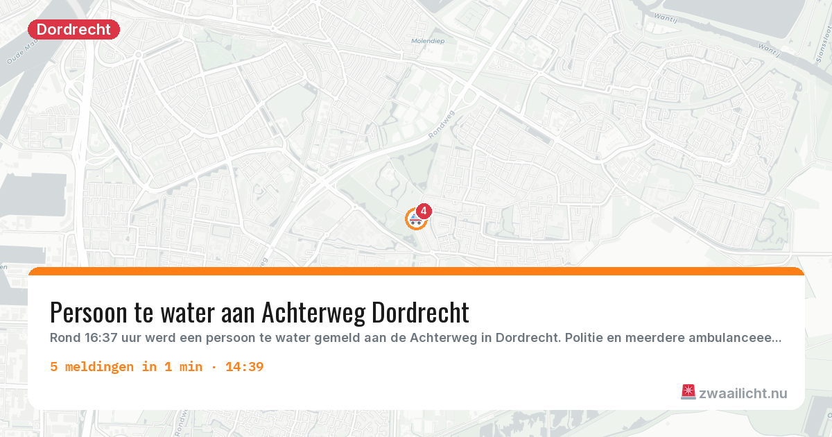 Kaart van de activiteitspiek bij Dordrecht