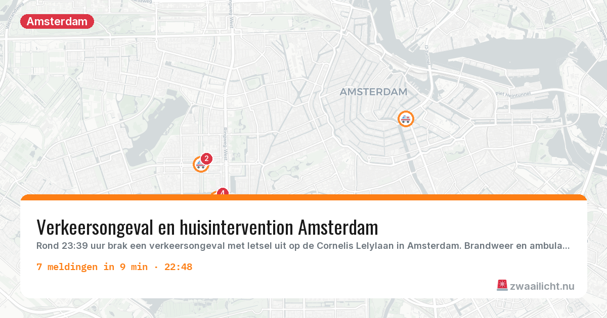 Kaart van de activiteitspiek bij Amsterdam