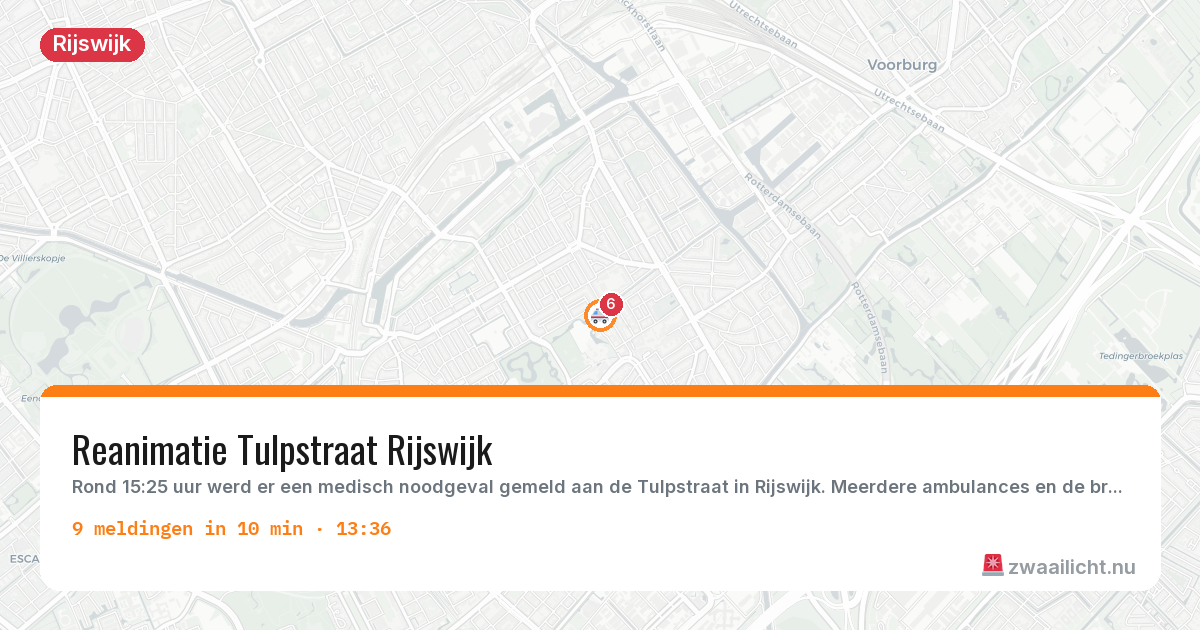 Kaart van de activiteitspiek bij Rijswijk