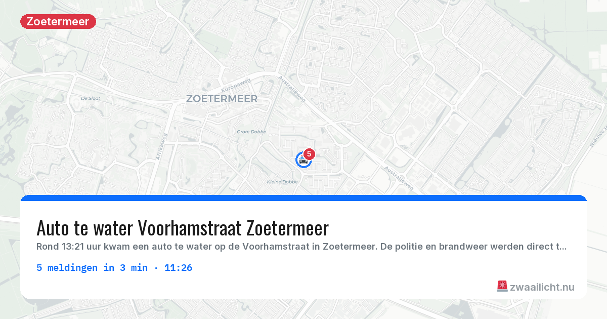 Kaart van de activiteitspiek bij Zoetermeer