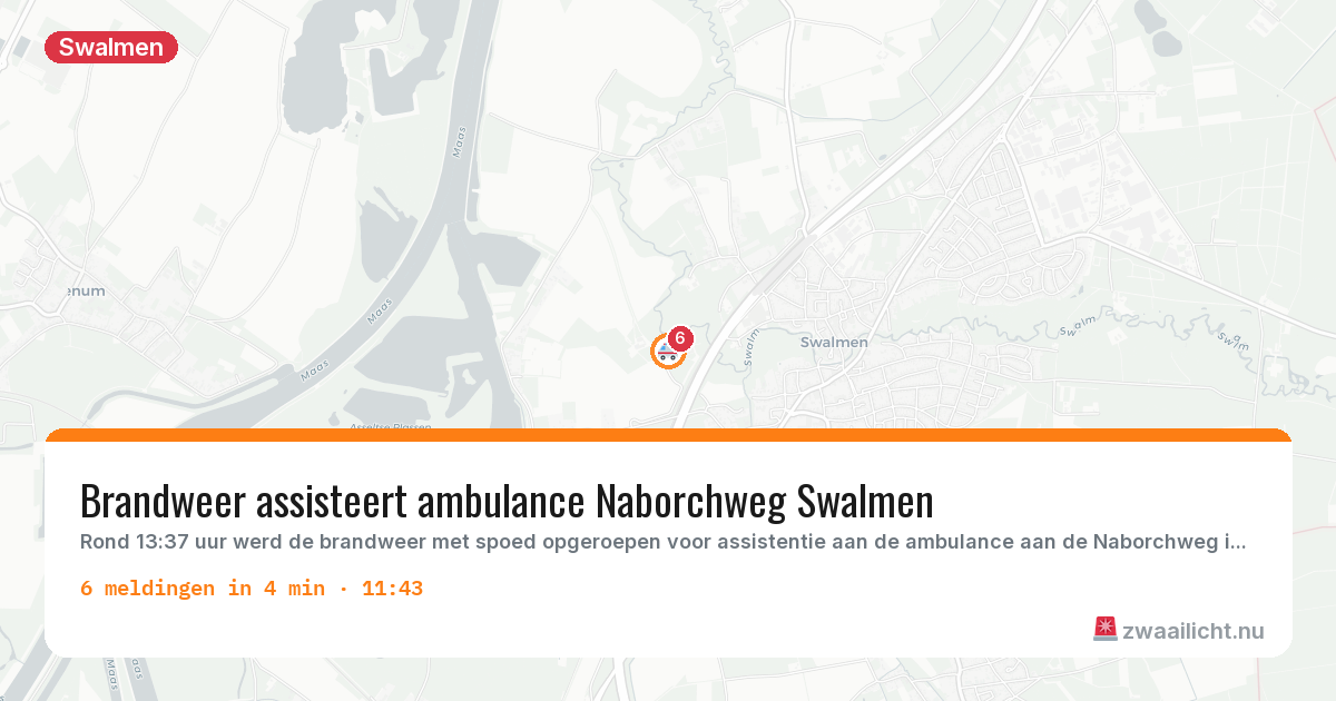 Kaart van de activiteitspiek bij Swalmen