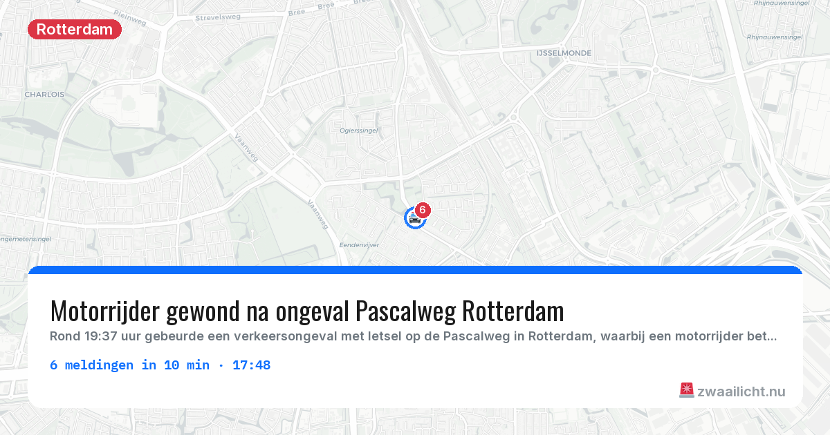 Kaart van de activiteitspiek bij Rotterdam