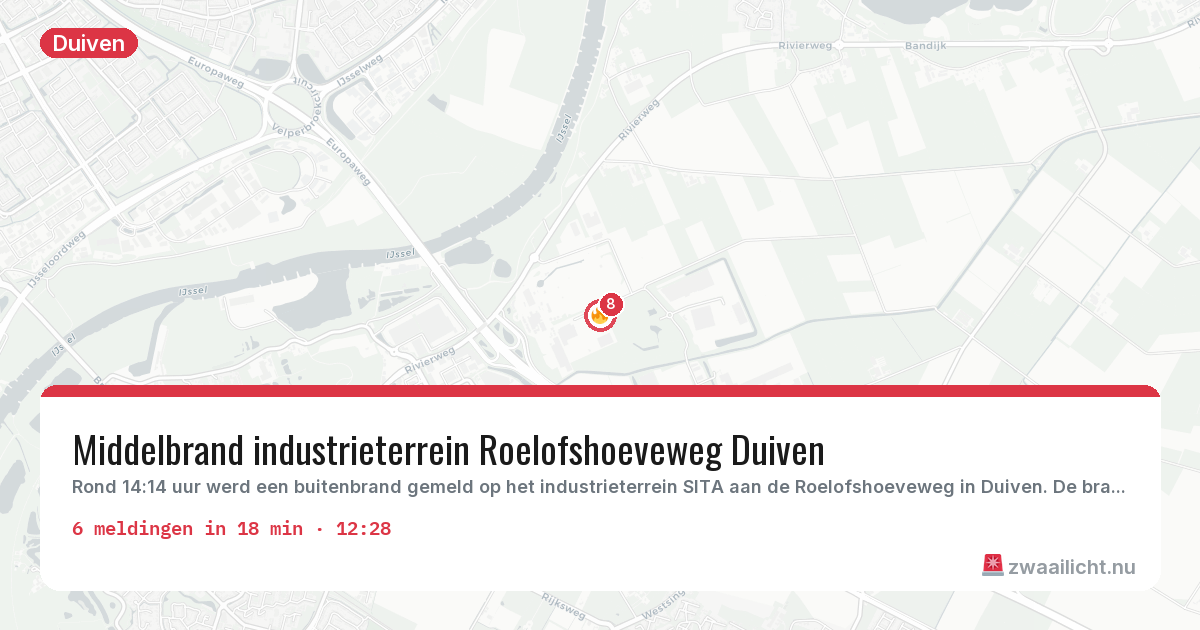 Kaart van de activiteitspiek bij Duiven