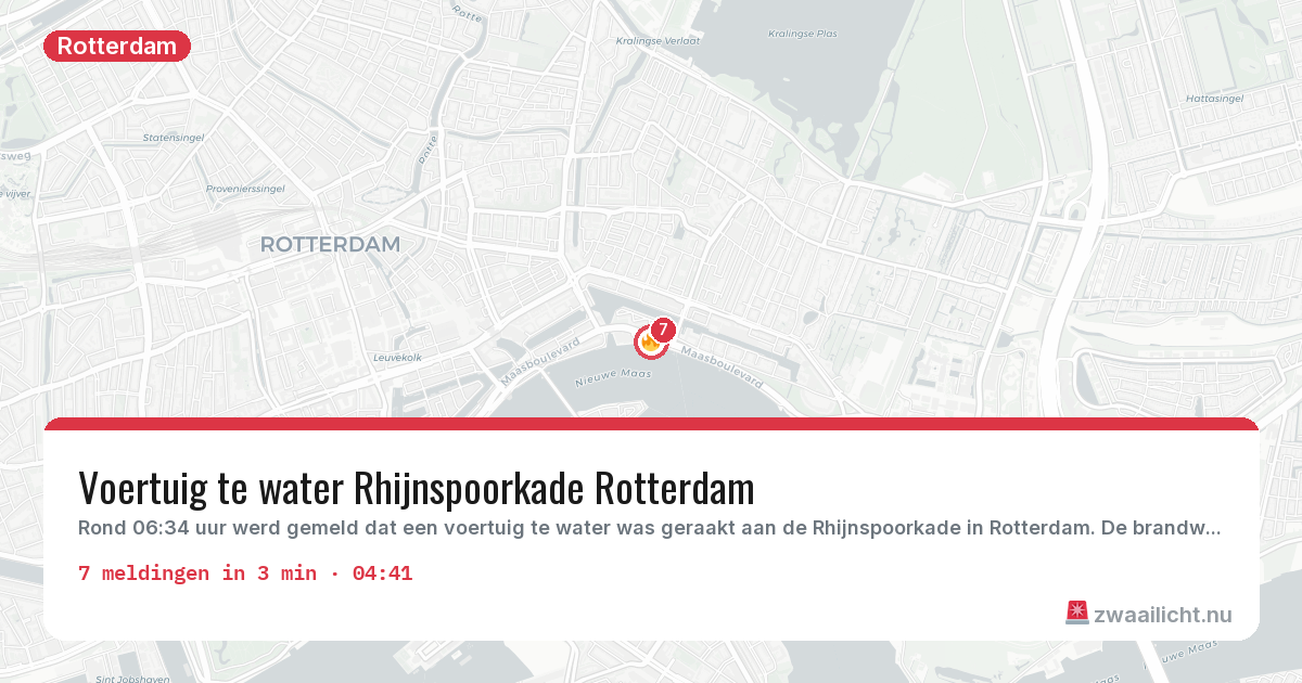 Kaart van de activiteitspiek bij Rotterdam