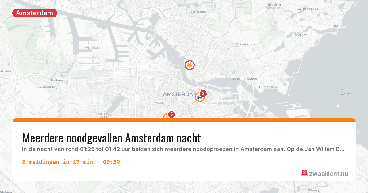 Kaart van de activiteitspiek bij Amsterdam