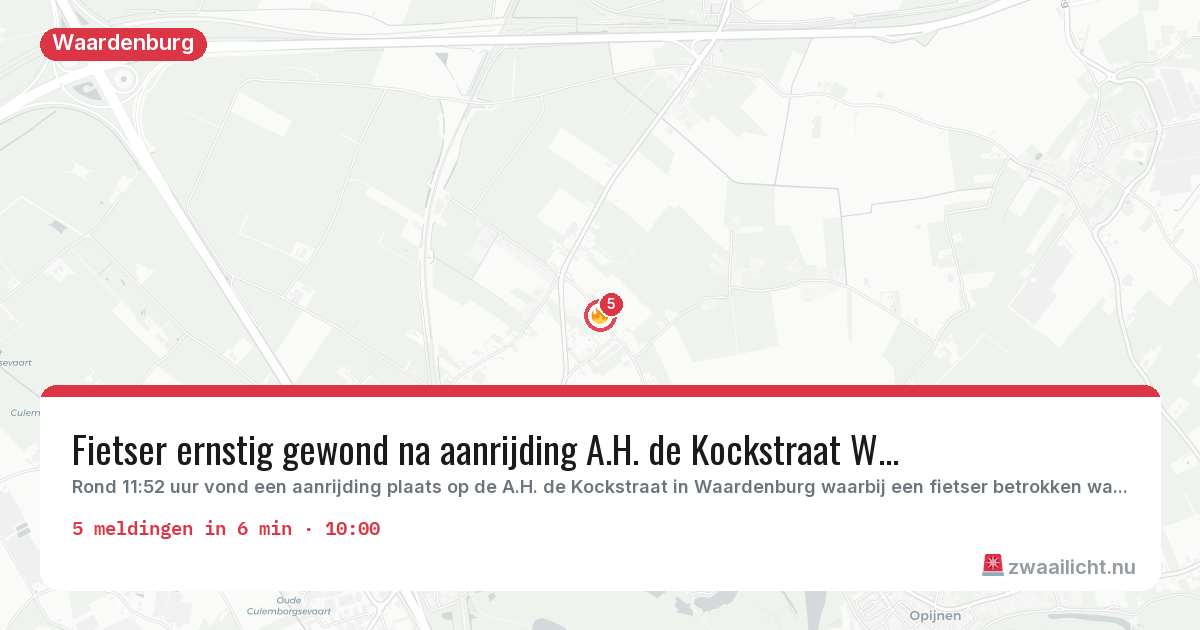 Kaart van de activiteitspiek bij Waardenburg