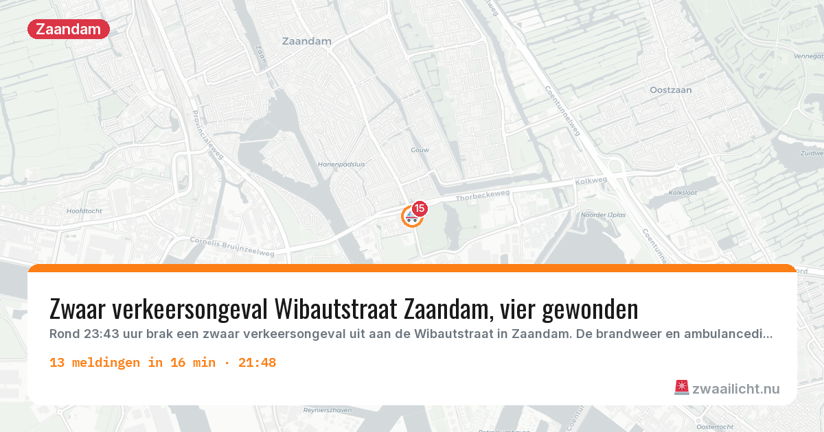Kaart van de activiteitspiek bij Zaandam