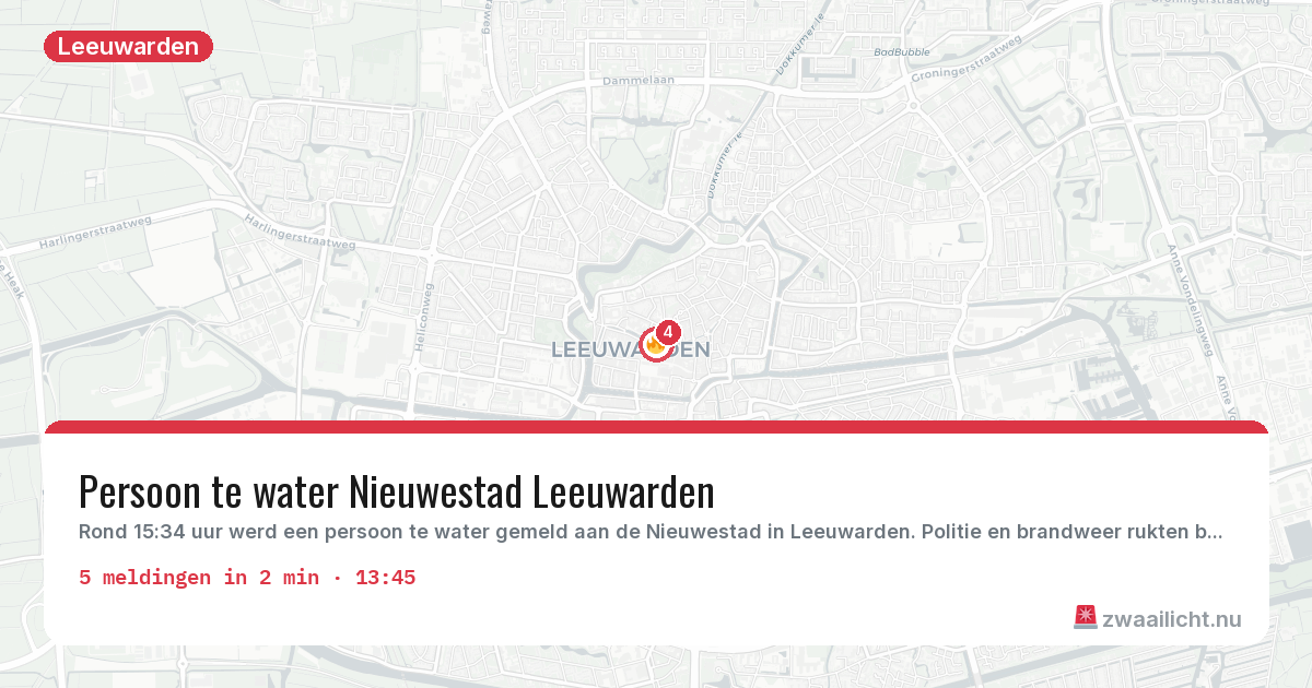Kaart van de activiteitspiek bij Leeuwarden