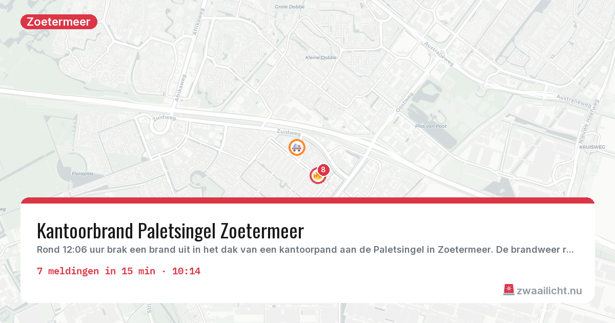 Kaart van de activiteitspiek bij Zoetermeer